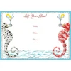 Seahorses and Shell Invitations - 8 Fill-In Invitations & 8 Envelopes