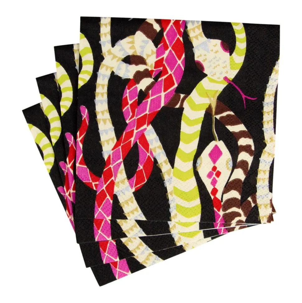 Serpentine Black Cocktail Napkins - 20 Per Package