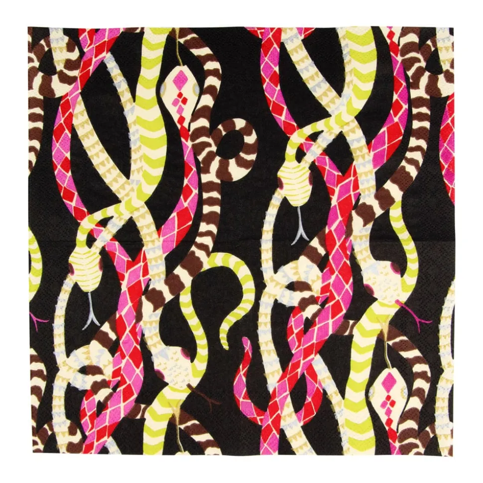 Serpentine Black Cocktail Napkins - 20 Per Package
