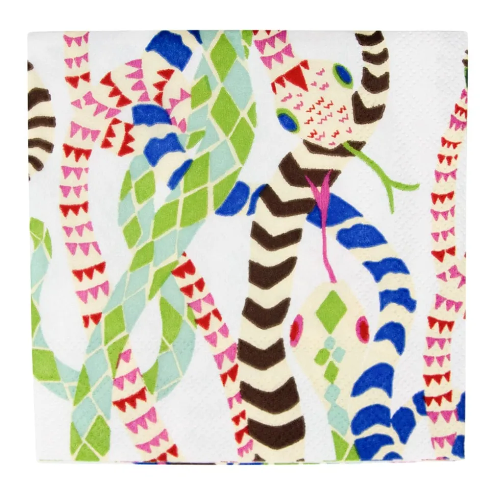 Serpentine White Cocktail Napkins - 20 Per Package