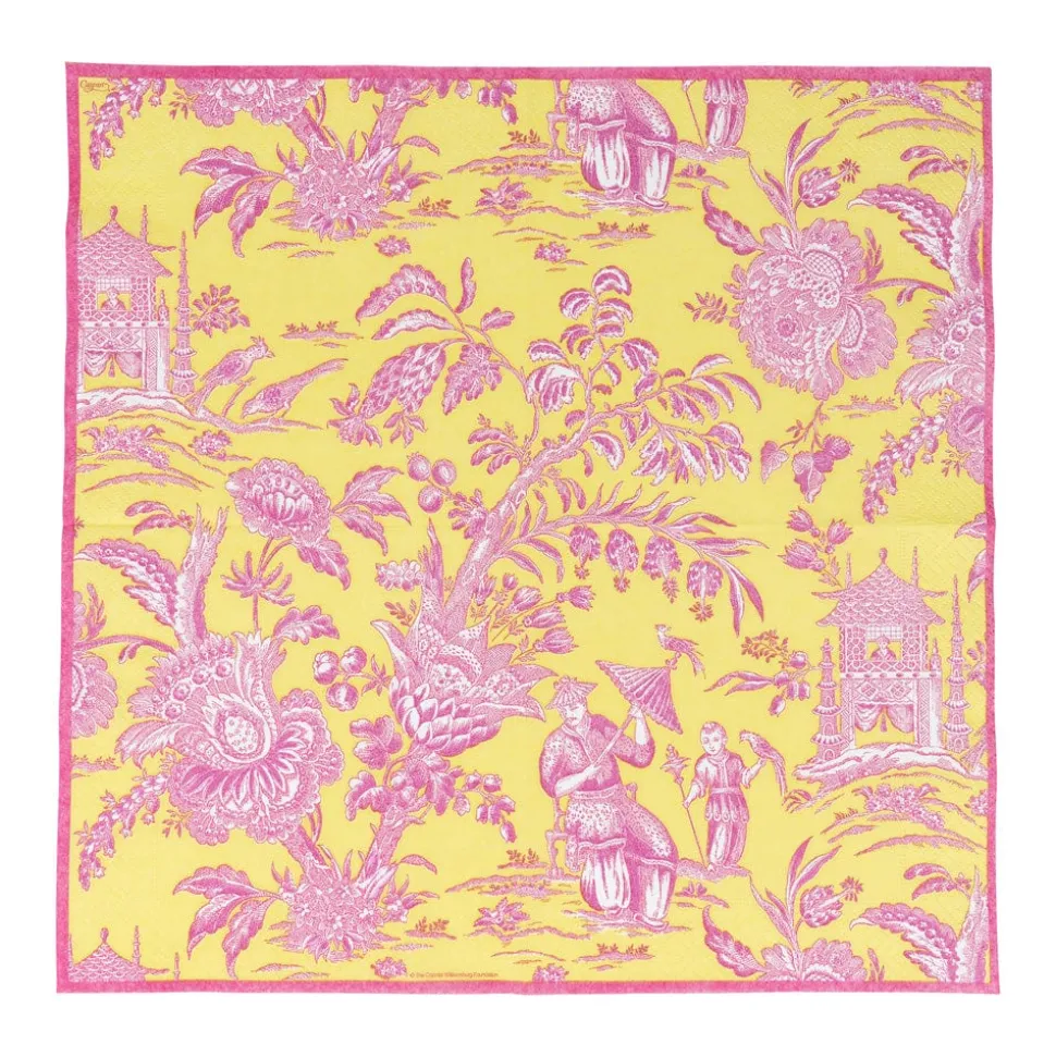 Silk Road Toile Chartreuse Luncheon Napkins - 20 Per Package