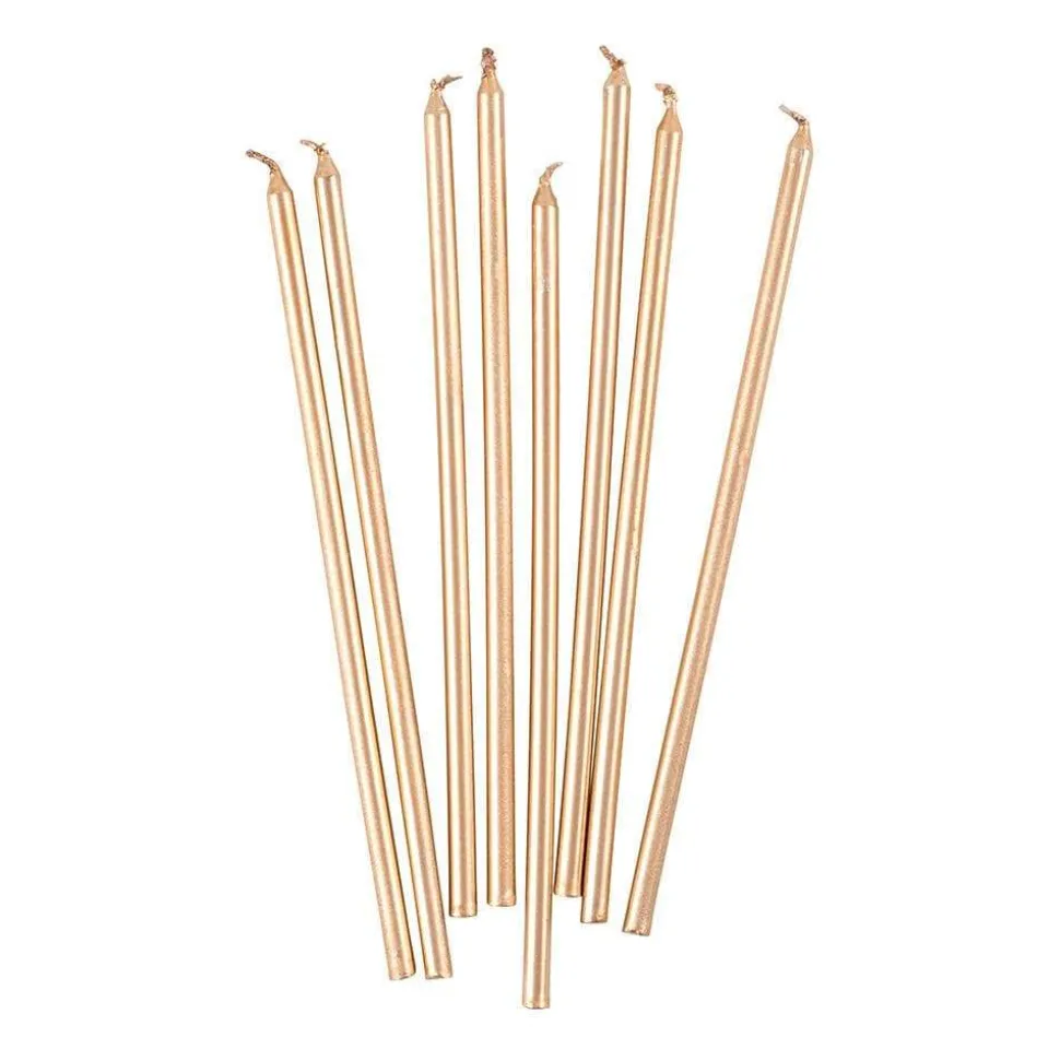 Slim Birthday Candles in Gold - 16 Candles Per Package