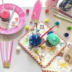 Slim Birthday Candles in White & Silver - 16 Candles Per Package