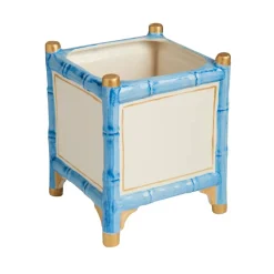 Small Blue & Gold Bamboo Cachepot