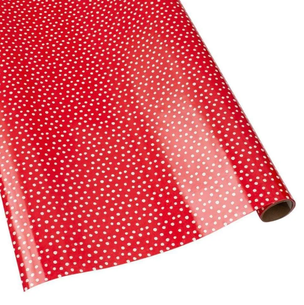 Small Dots Gift Wrapping Paper on Red High-Gloss - 30" x 8' Roll