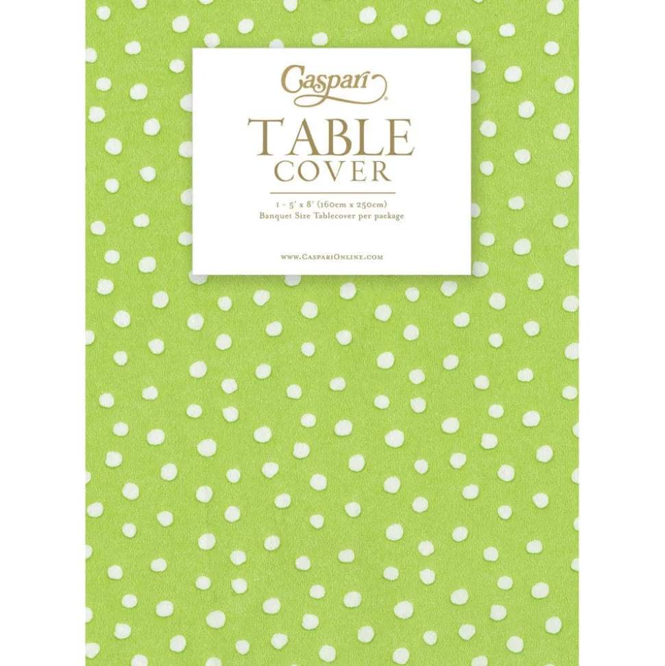 Small Dots Spring Green Paper Linen Table Covers - 1 Each