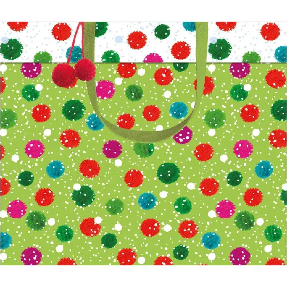 Snowy Pom Poms Large Gift Bag - 1 Each