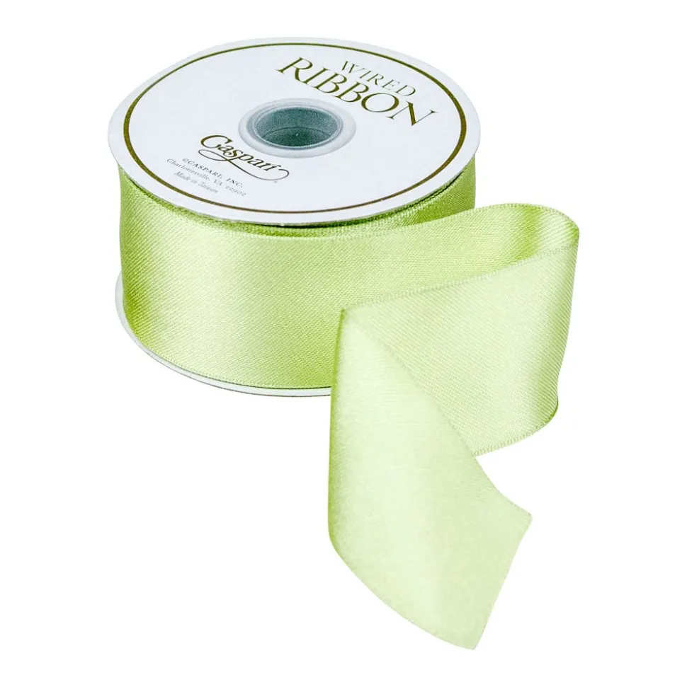 Solid Satin Wired Celadon Ribbon - 1 Spool Of Ribbon
