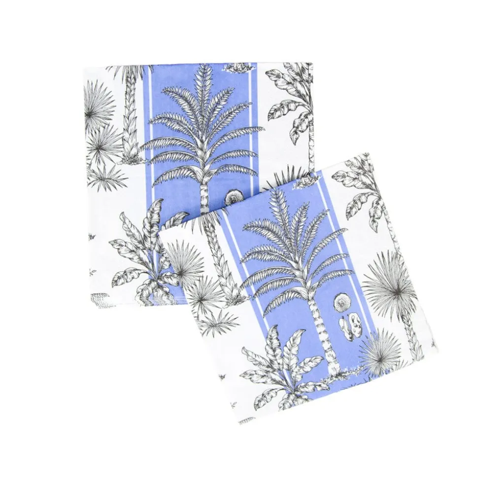 Southern Palms Blue & White Luncheon Napkins - 20 Per Package
