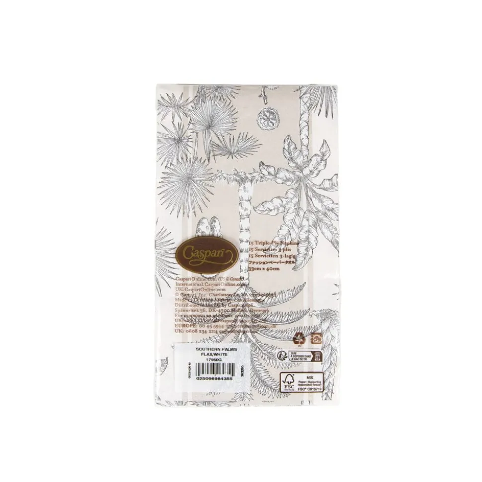 Southern Palms Flax & White Guest Towel Napkins - 15 Per Package