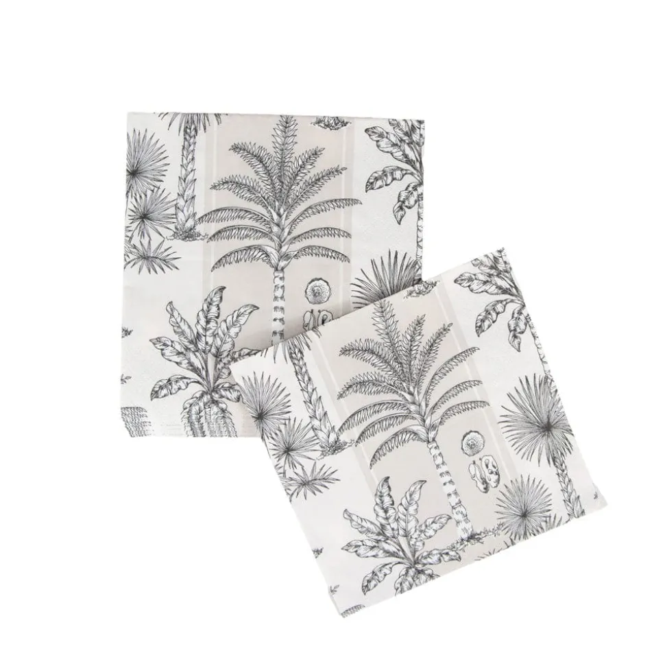 Southern Palms Flax & White Luncheon Napkins - 20 Per Package