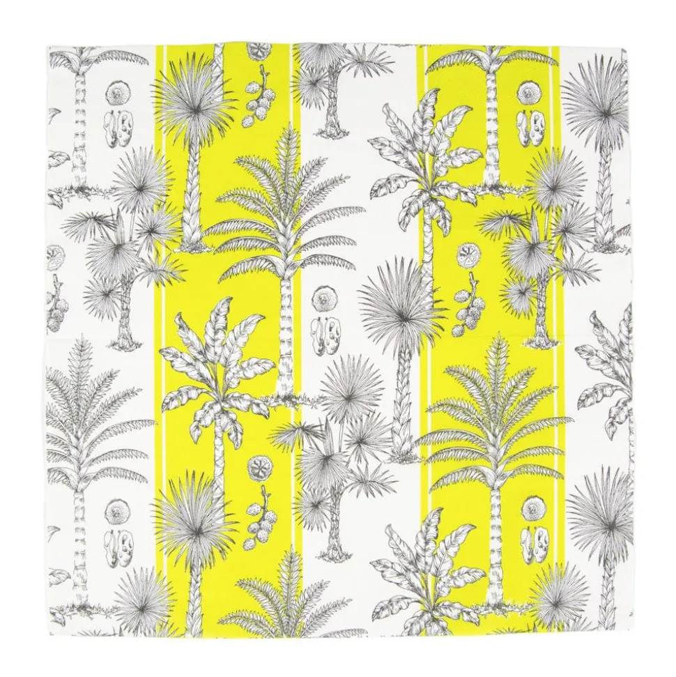 Southern Palms Green & White Luncheon Napkins - 20 Per Package