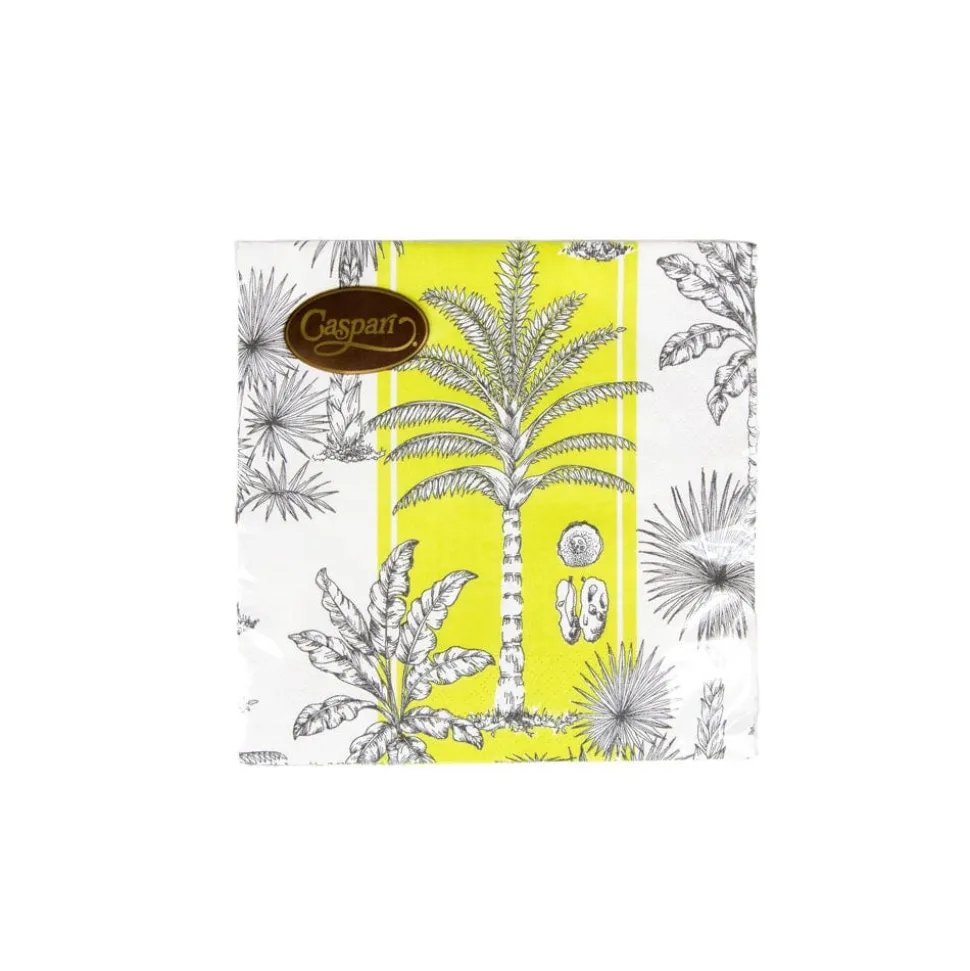 Southern Palms Green & White Luncheon Napkins - 20 Per Package