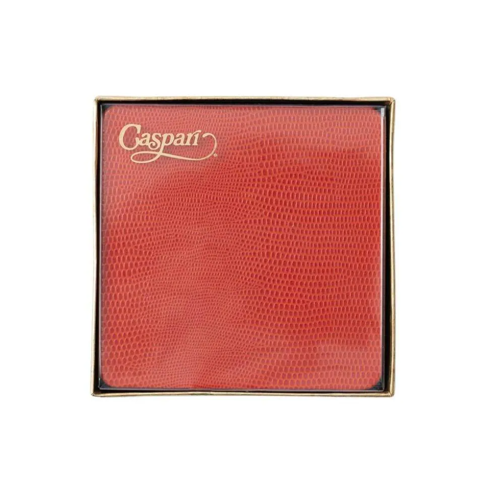 Square Lizard Coasters in Orange - 8 Per Box