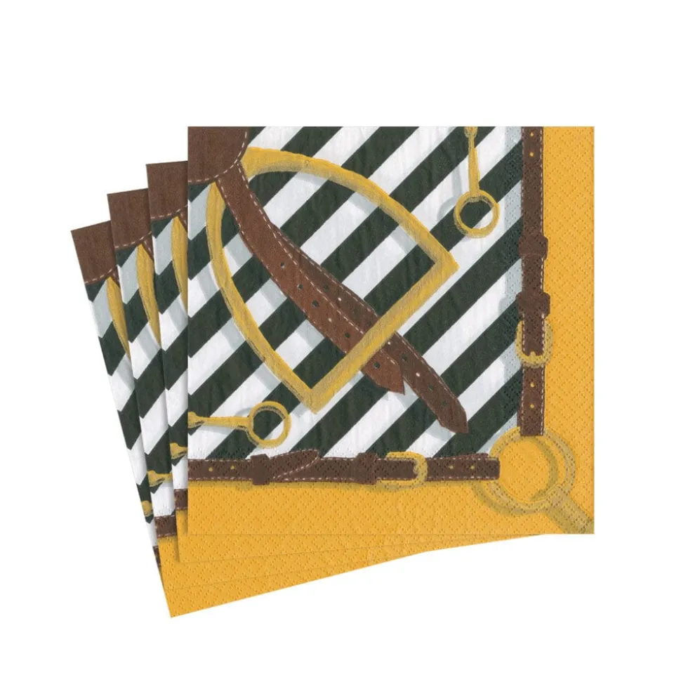 Stirrup and Silks Black/White Cocktail Napkin - package of 20
