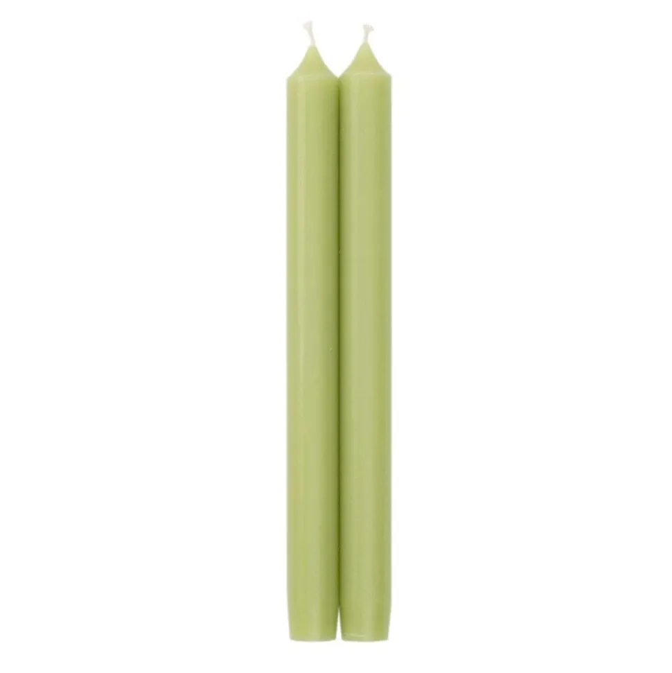 Straight Taper 10" Candles in Moss Green - 2 Candles Per Package, 6 Packages Included