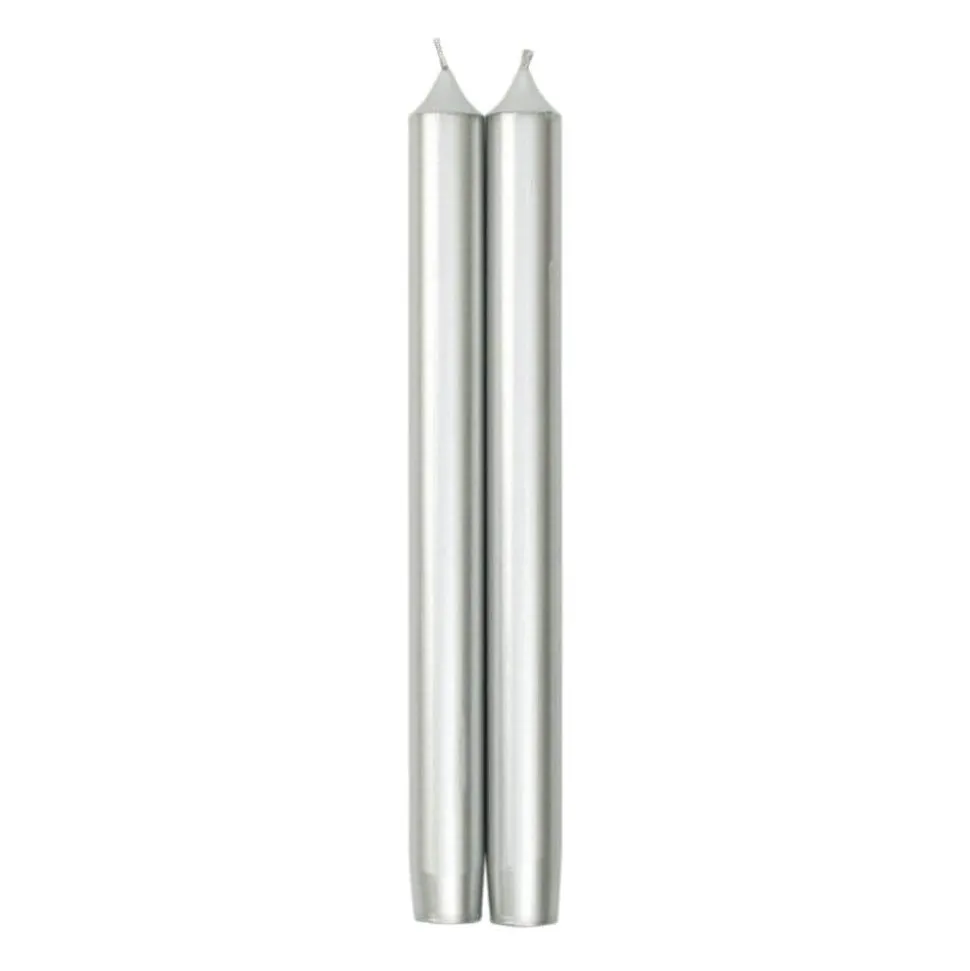 Straight Taper 10" Candles in Silver - 2 Candles Per Package, 3 Packages Included