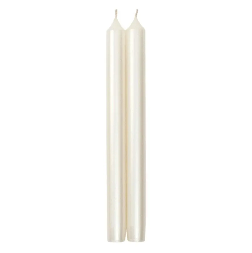 Straight Taper 10" Candles in White Pearlescent - 2 Candles Per Package