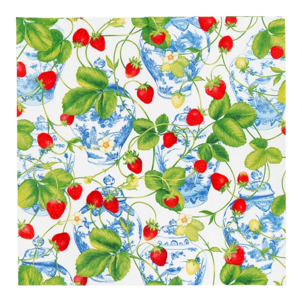 Strawberries And Cream Cocktail Napkins - 20 Per Package