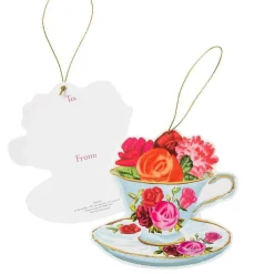 Tea Cups Decorative Die-Cut Gift Tags - 2 Per Package