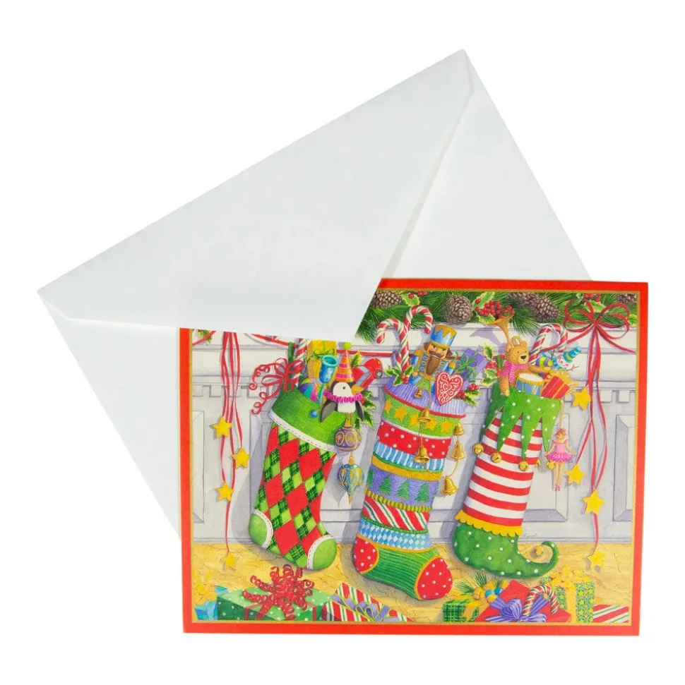Three Stockings Classic Boxed Christmas Cards - includes 15 cards & envelopes