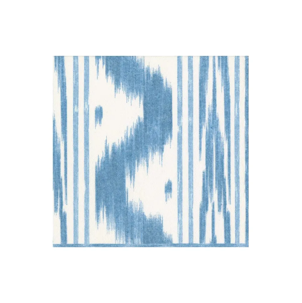Toile De Nantes Blue Paper Linen Cocktail Napkins - 15 Per Package