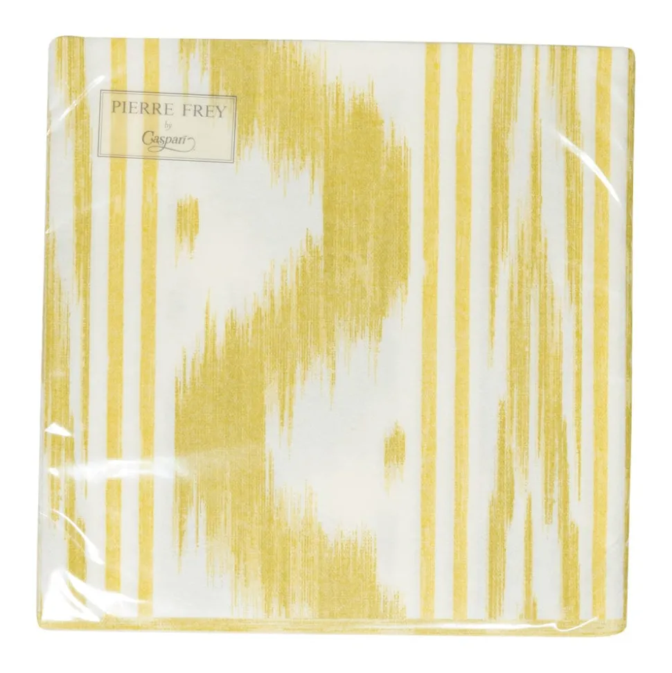 Toile De Nantes Yellow Paper Linen Dinner Napkins - 12 Per Package
