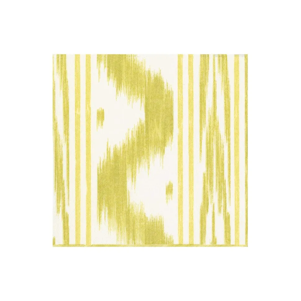 Toile De Nantes Yellow Paper Linen Cocktail Napkins - 15 Per Package