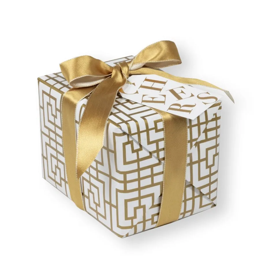 Tossed Cheers Classic Gift Tags in White & Gold Foil - 2 Per Package