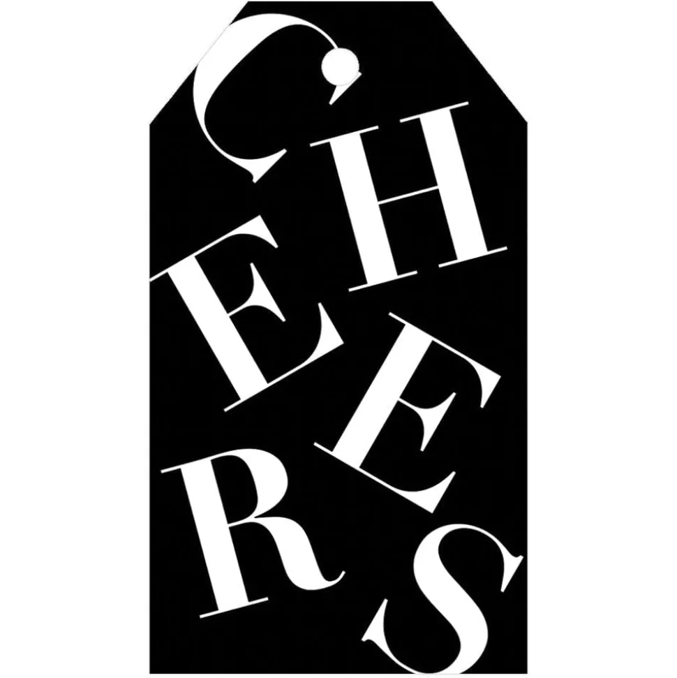 Tossed Cheers Classic Gift Tags in Black & White - 2 Per Package