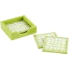 Trellis Square Lacquer Coaster in Holder - Set of 4