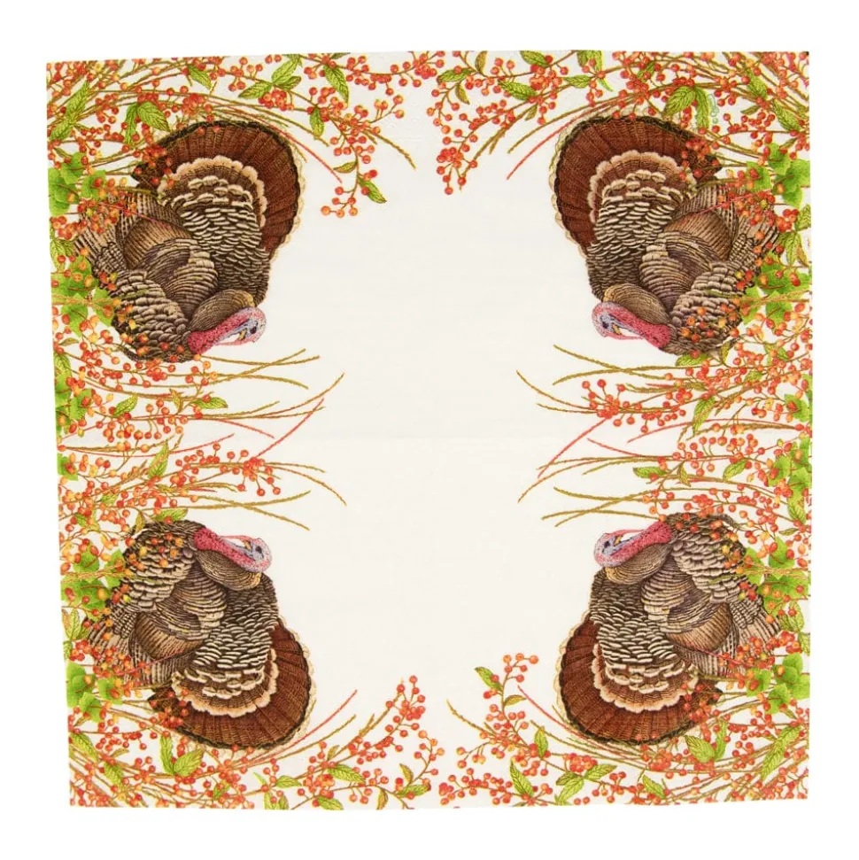 Turkey And Berries Cocktail Napkins - 20 Per Package