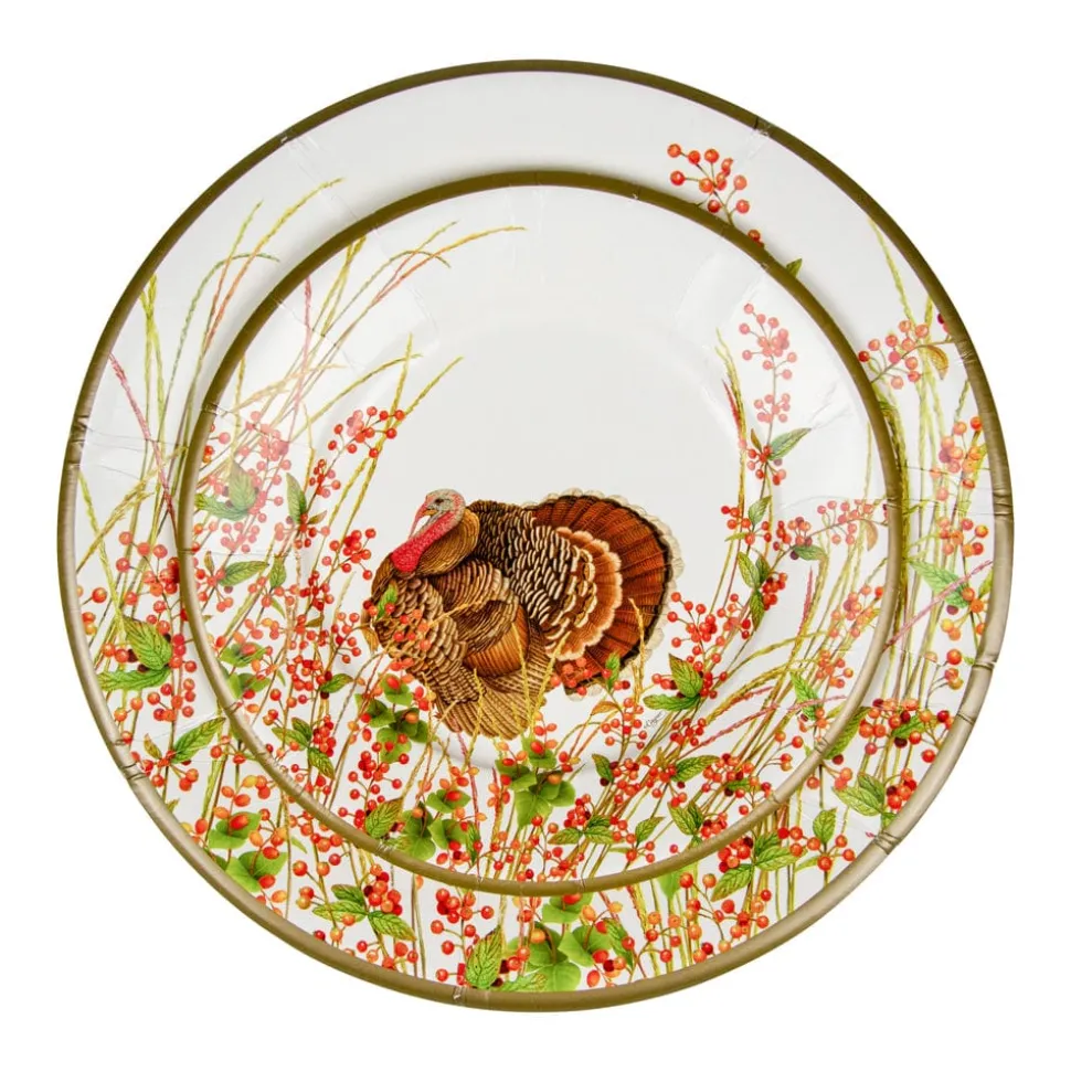Turkey And Berries Dinner Plates - 8 Per Package