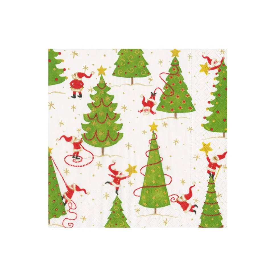 Twirling Santas Boxed Cocktail Napkins - 40 Per Box
