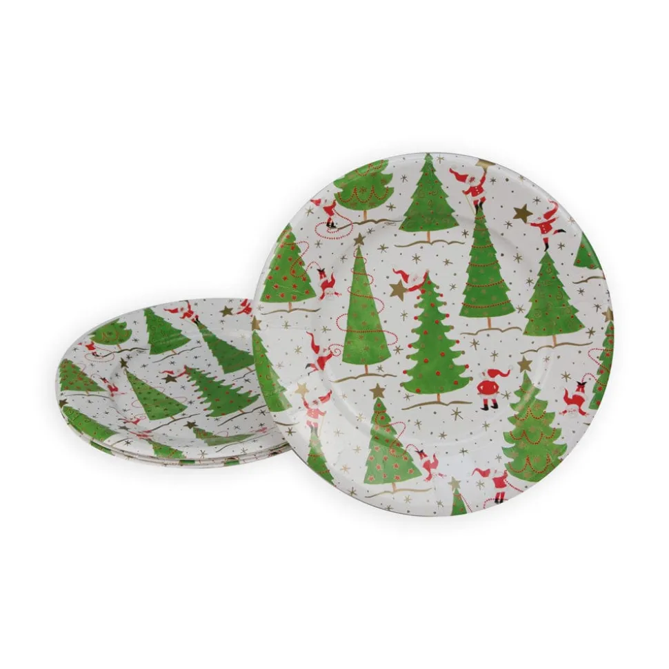 Twirling Santas Salad & Dessert Plates - 8 Per Package