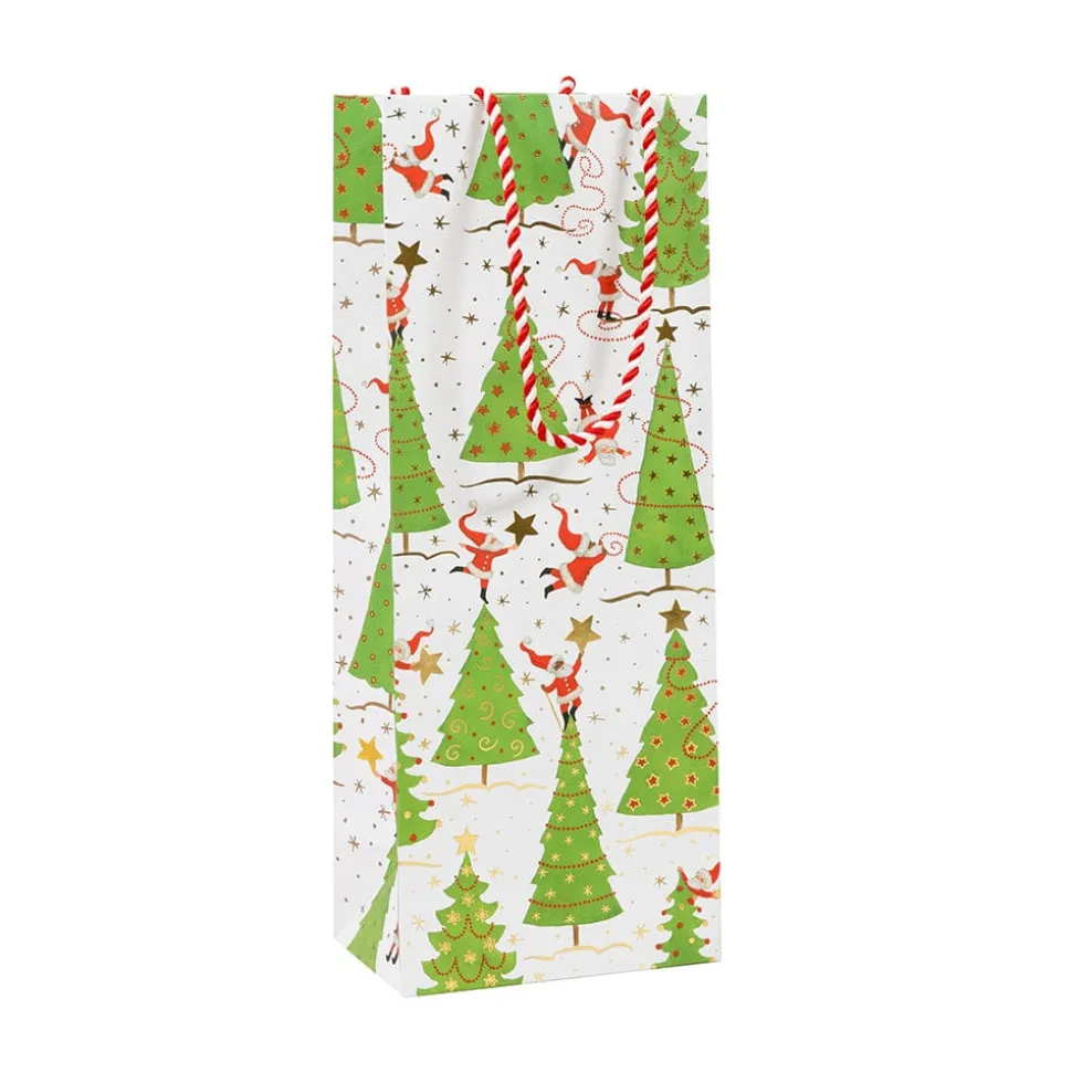 Twirling Santas Wine & Bottle Gift Bag - 1 Each