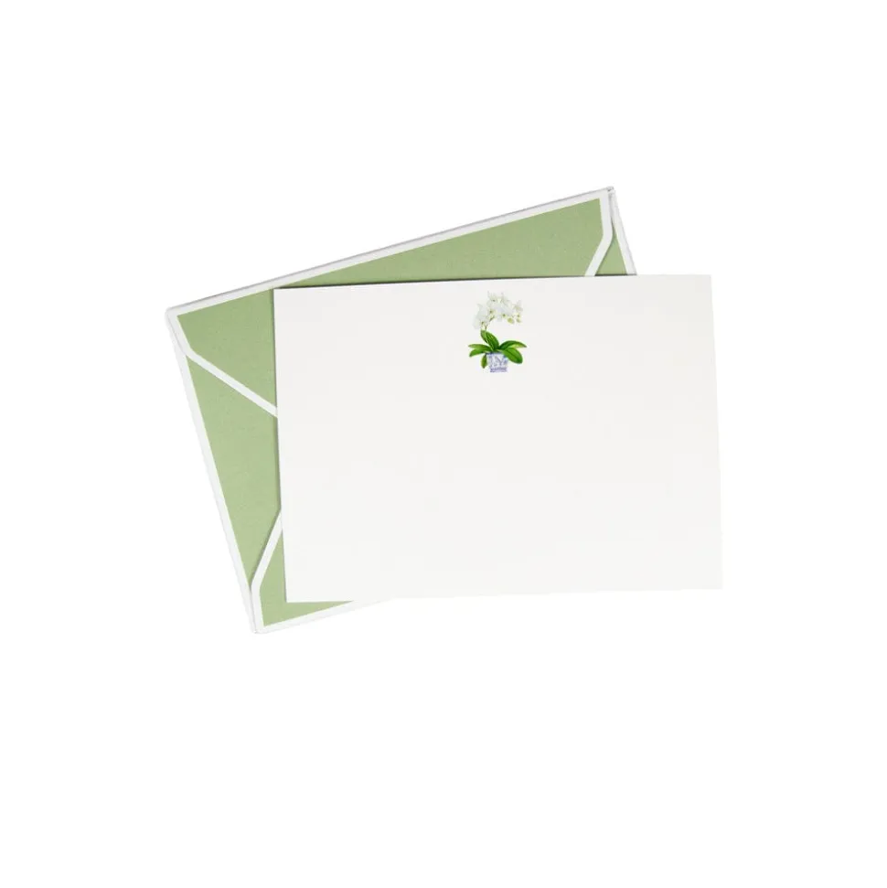 White Orchid Correspondence Cards - 12 Card & Envelopes