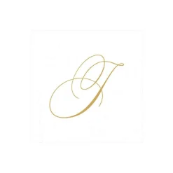 White Pearl & Gold Paper Linen Single Initial Boxed Cocktail Napkins - 30 Per Box