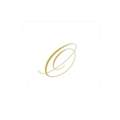 White Pearl & Gold Paper Linen Single Initial Boxed Cocktail Napkins - 30 Per Box