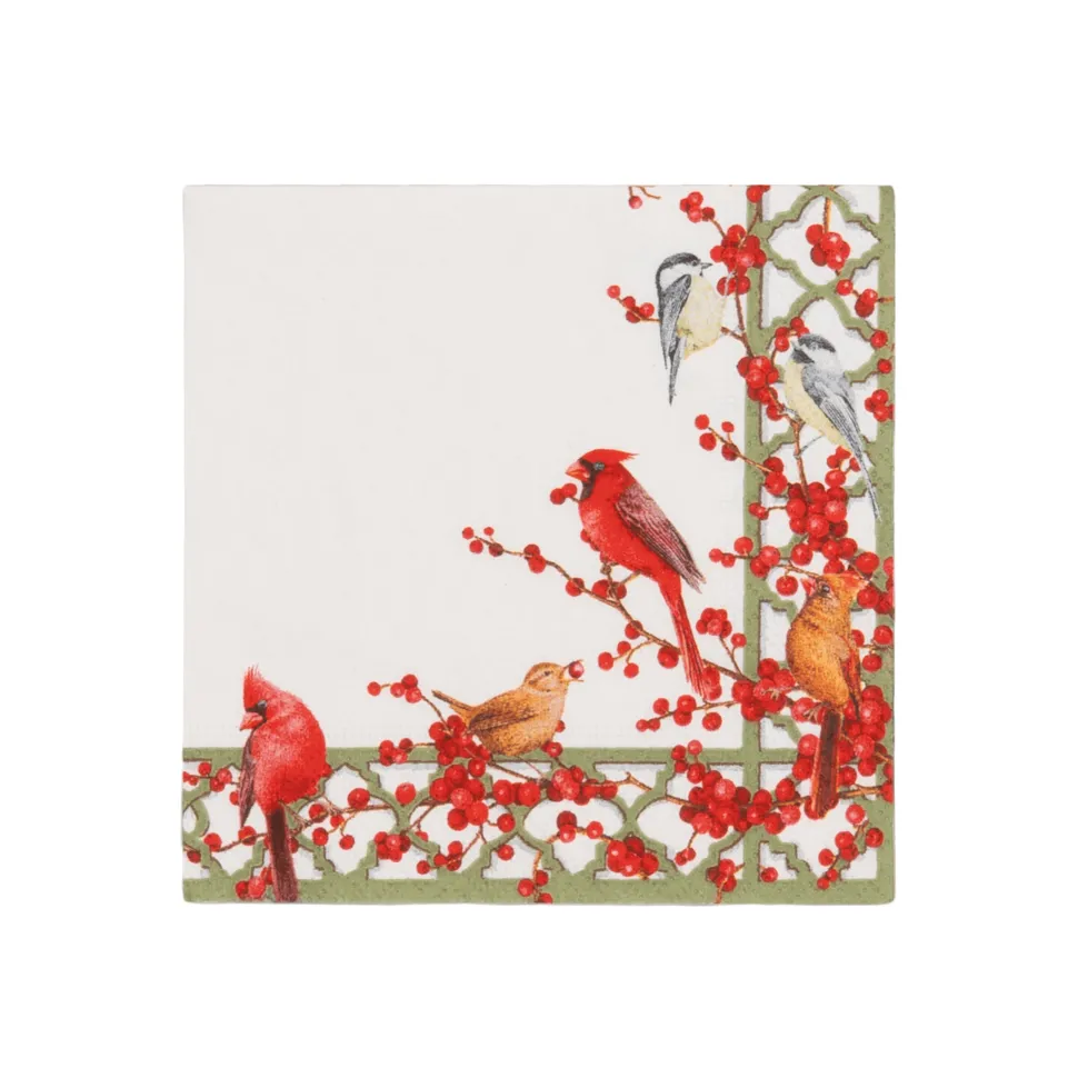 Winter Birds and Berries Recycled Cocktail Napkins - includes 20 Cocktail Napkins