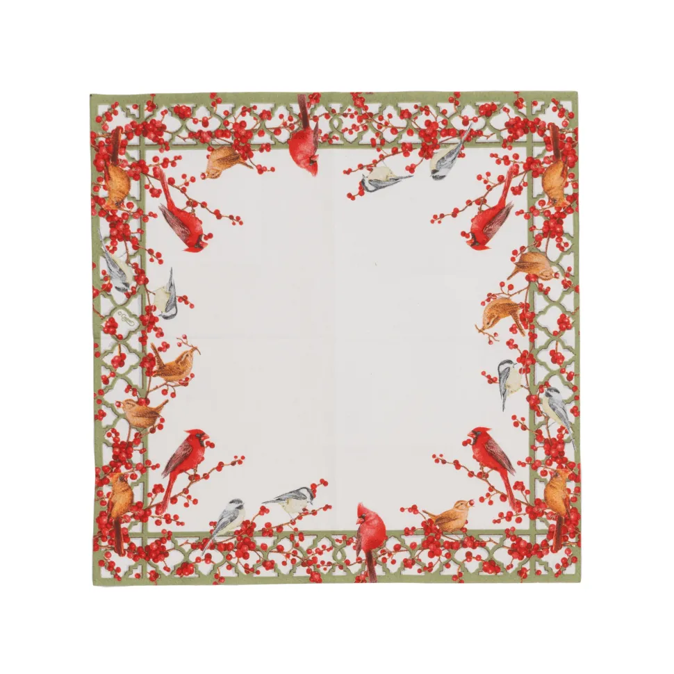 Winter Birds and Berries Recycled Cocktail Napkins - includes 20 Cocktail Napkins