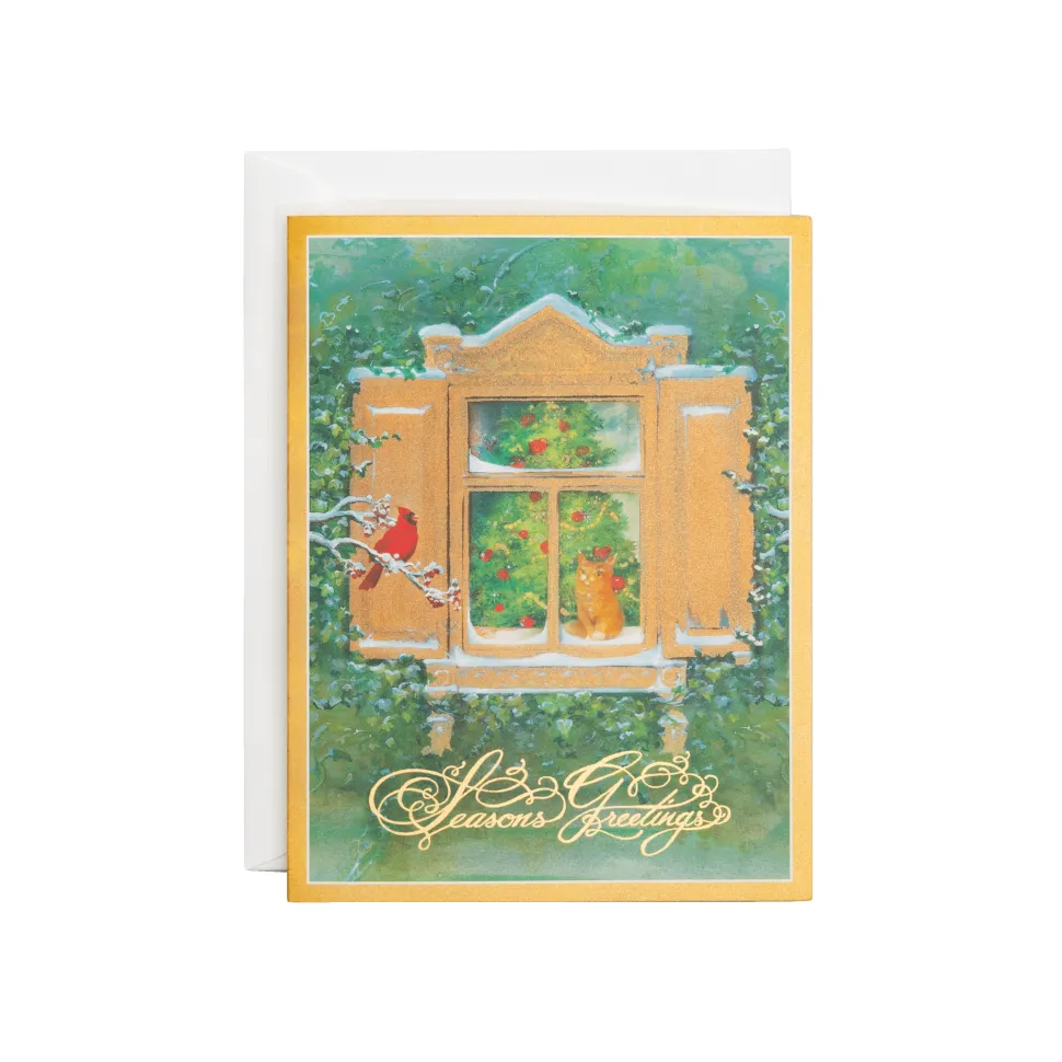 Wintry Window View Classic Boxed Christmas Cards - includes 15 cards & envelopes