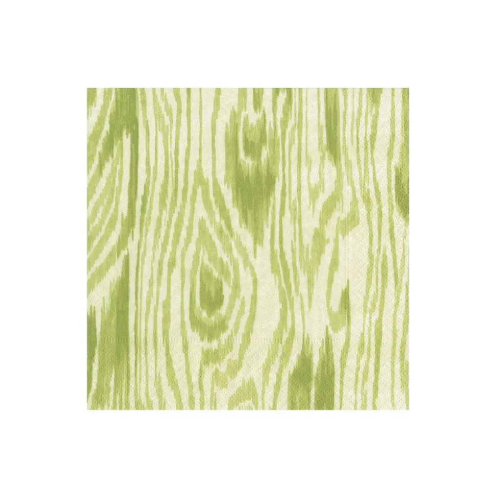 Woodgrain Moss Green Boxed Cocktail Napkins - 40 Per Box