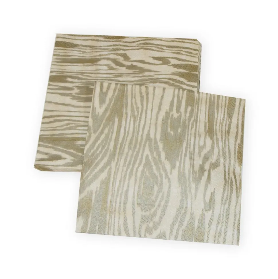 Woodgrain Silver & Gold Napkin Dinner - 20 Per Package