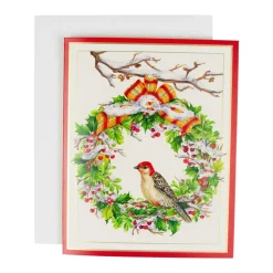 Wreath And Woodpecker Petite Boxed Christmas Cards - includes 15 cards & envelopes