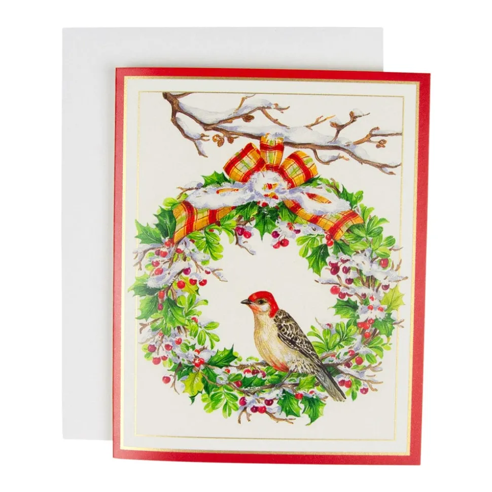 Wreath And Woodpecker Petite Boxed Christmas Cards - includes 15 cards & envelopes