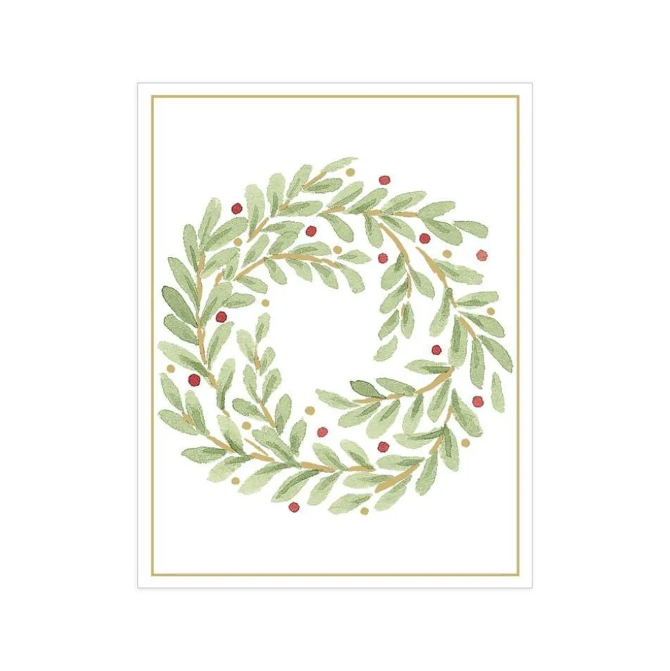 Wreath in Foil Gift Enclosure Cards - 4 Mini Cards & 4 Envelopes