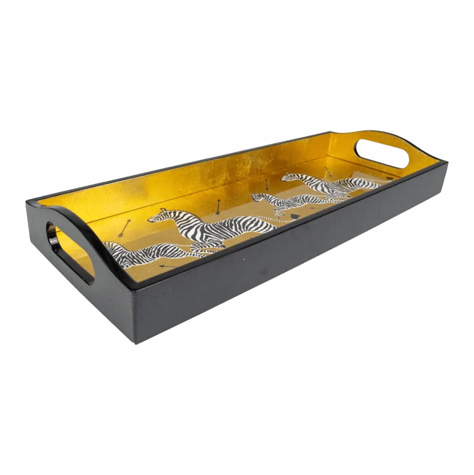 Zebras Gold Lacquer Trays - 1 Each