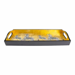 Zebras Gold Lacquer Trays - 1 Each